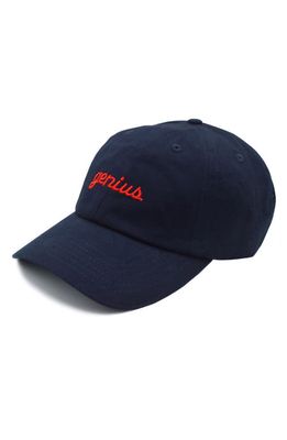 A Life Well Dressed Genius Statement Baseball Cap in Navy/Red