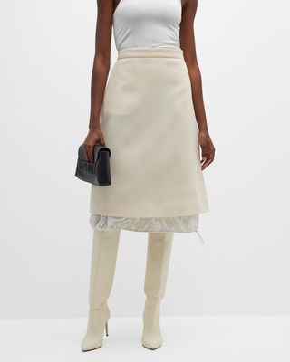 A-Line Double-Face Wool Midi Skirt