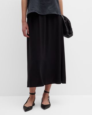 A-Line Georgette Crepe Midi Skirt