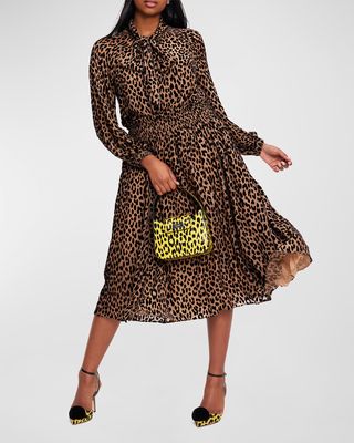 a-line leopard-print velvet midi skirt