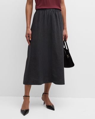 A-Line Organic Linen Midi Skirt