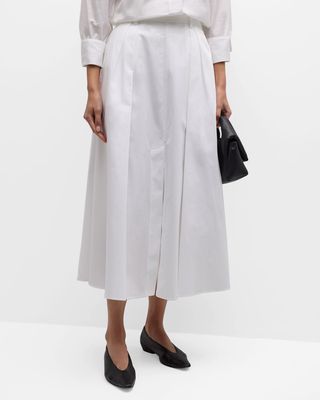 A-Line Poplin Midi Skirt