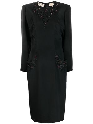 A.N.G.E.L.O. Vintage Cult 1980s embellished long-sleeved dress - Black
