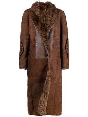 A.N.G.E.L.O. Vintage Cult 1980s fur-lapels suede maxi coat - Brown