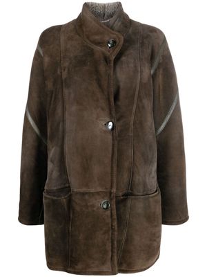 A.N.G.E.L.O. Vintage Cult 1980s leather-trimmed sheepskin coat - Brown