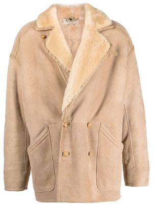 A.N.G.E.L.O. Vintage Cult 1980s shearling-lined double-breasted coat - Neutrals