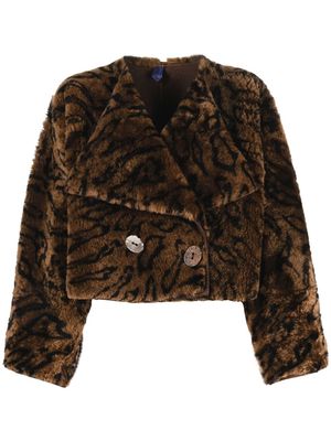 A.N.G.E.L.O. Vintage Cult 2000s tiger pattern cropped coat - Brown