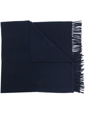 A.P.C. Alix embroidered-logo scarf - Blue