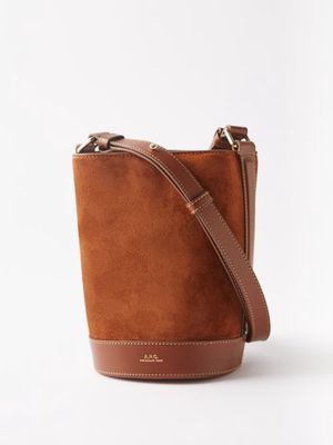 A.P.C. - Ambre Suede And Leather Bucket Bag - Womens - Brown