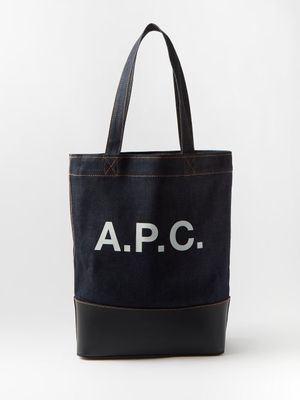A.P.C. - Axelle Logo-print Denim And Leather Tote Bag - Mens - Navy