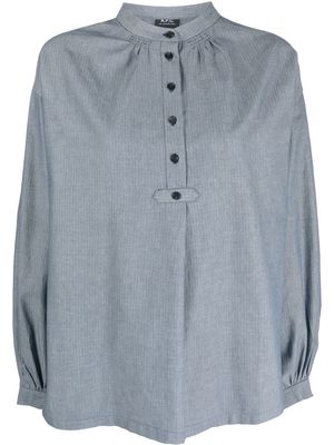 A.P.C. balloon-sleeve button-up blouse - Blue