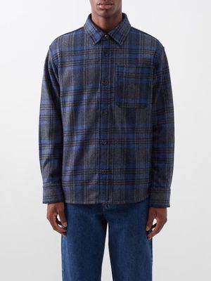 A.P.C. - Basile Patch-pocket Check Wool-blend Shirt - Mens - Grey Multi