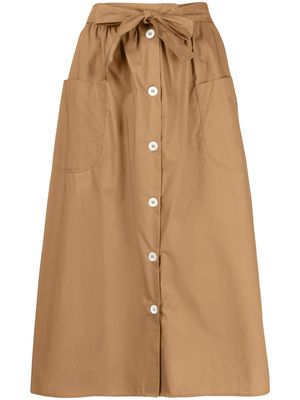 A.P.C. belted-waist midi skirt - Brown