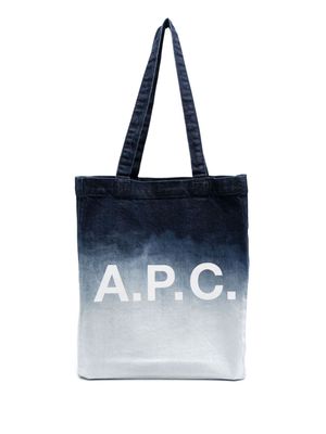 A.P.C. bleached-effect denim tote bag - Blue