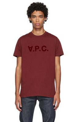 A.P.C. Burgundy Flocked T-Shirt