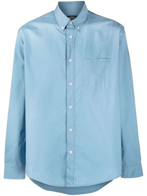 A.P.C. button-down cotton shirt - Blue