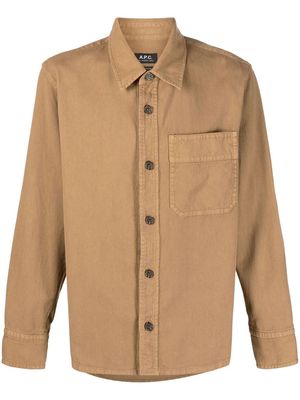 A.P.C. button-down shirt jacket - Brown
