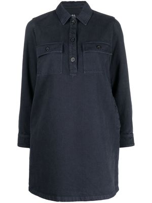 A.P.C. button-front denim shirt dress - Blue