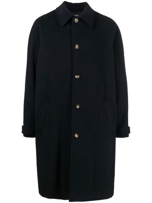 A.P.C. button-up single-breasted coat - Blue