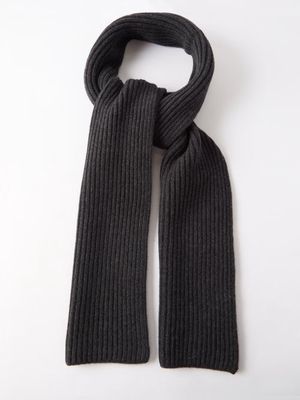 A.P.C. - Camille Ribbed-knit Wool-blend Scarf - Mens - Dark Grey