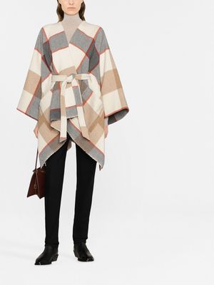 A.P.C. check-pattern belted cape - Neutrals