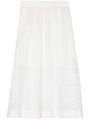 A.P.C. check-pattern pleated midi skirt - White