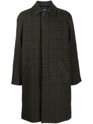A.P.C. check-pattern single-breasted coat - Green