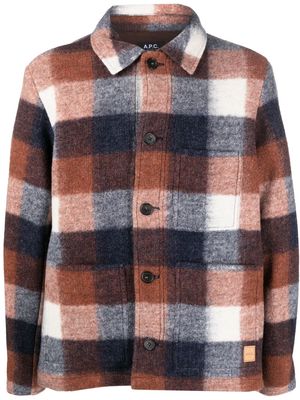 A.P.C. checked button-up coat - Blue