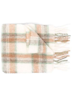 A.P.C. checked fringe-detail scarf - White