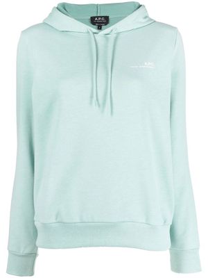A.P.C. chest logo-print detail hoodie - Blue