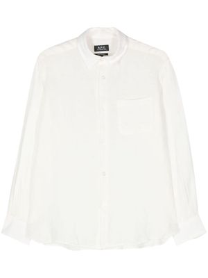 A.P.C. classic-collar linen shirt - Neutrals