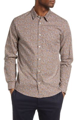 A.P.C. Clement Floral Cotton Button-Up Shirt in Marron