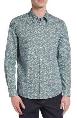 A.P.C. Clement Floral Cotton Button-Up Shirt in Vert