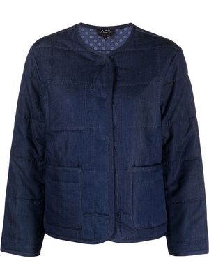 A.P.C. Cofal collarless quilted jacket - Blue