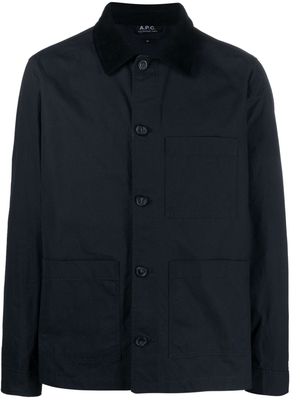 A.P.C. corduroy-collar shirt jacket - Blue