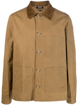 A.P.C. corduroy-collar shirt jacket - Neutrals