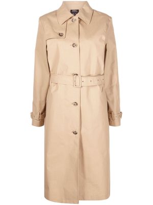 A.P.C. cotton belted trench-coat - Neutrals