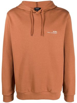 A.P.C. cotton logo-print hoodie - Brown