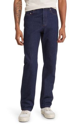 A.P.C. Cotton Straight Leg Jeans in Washed Indigo