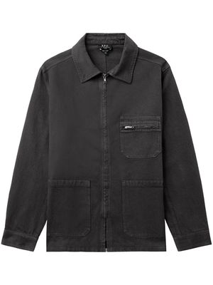 A.P.C. cotton zip-up shirt - Black