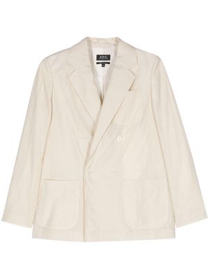 A.P.C. double-breasted crepe blazer - Neutrals