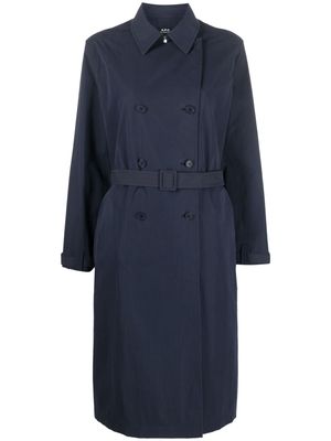 A.P.C. double-breasted trench coat - Blue