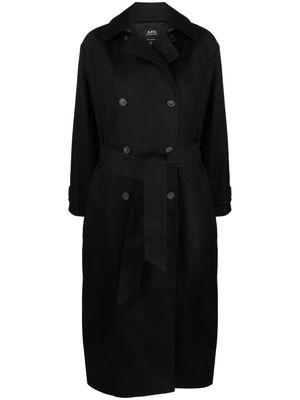 A.P.C. double-breasted twill trench coat - Black
