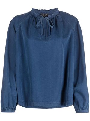 A.P.C. drawstring denim blouse - Blue