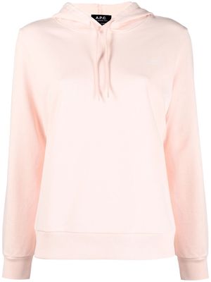 A.P.C. embroidered drawstring hoodie - Pink