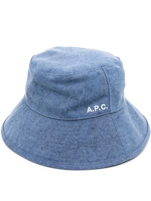 A.P.C. embroidered-logo bucket hat - Blue