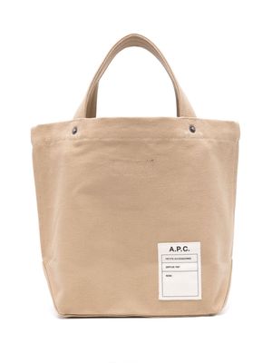A.P.C. embroidered-logo canvas tote bag - Neutrals
