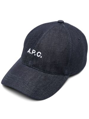 A.P.C. embroidered logo cap - Blue