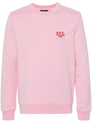 A.P.C. embroidered-logo cotton sweatshirt - Pink
