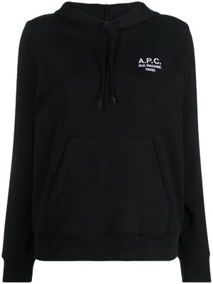 A.P.C. embroidered-logo detail hoodie - Black